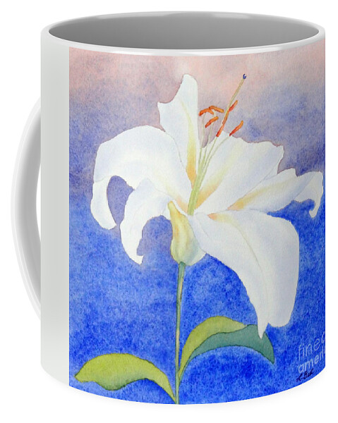 White Coffee Mug featuring the painting White Lily by Laurel Best