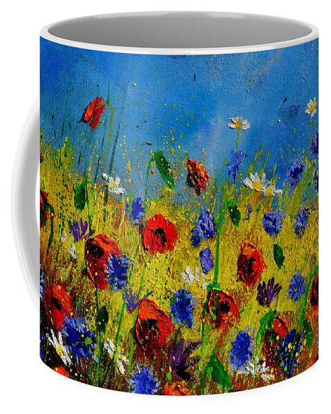 Poppies Coffee Mug featuring the painting Wild Flowers 119010 by Pol Ledent