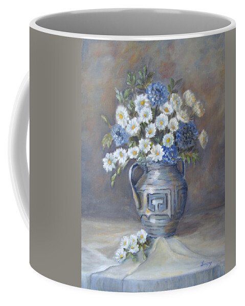 Daisies Coffee Mug featuring the painting Wild Flowers by Katalin Luczay