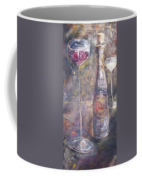 Abstracticle Still Life Coffee Mug featuring the painting Wine Characters by Chuck Gebhardt