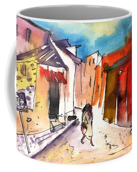 Travel Art Coffee Mug featuring the painting Wine Road in Archanes in Crete by Miki De Goodaboom