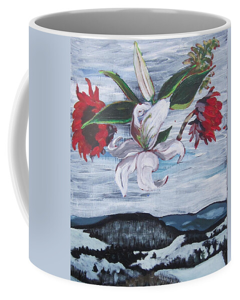 Floral Coffee Mug featuring the painting Winter Flowers by Tilly Strauss
