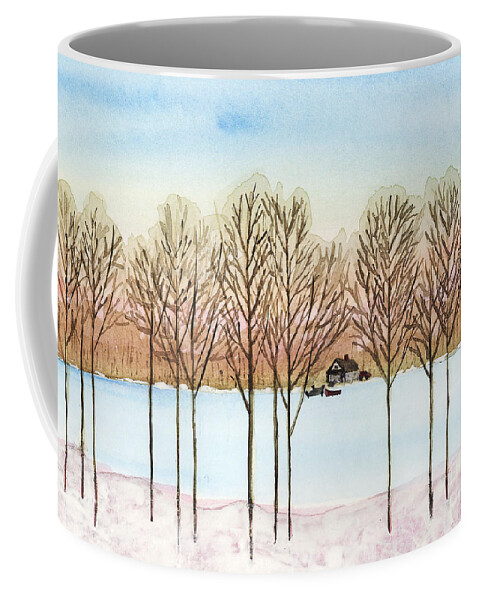 Lake Coffee Mug featuring the painting Winter Lake by Jackie Irwin
