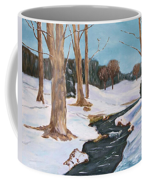 Landscape Coffee Mug featuring the painting Winter Solitude by Cynthia Morgan