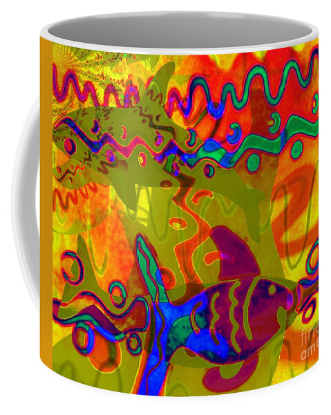 Fania Simon Coffee Mug featuring the mixed media Year Of Fish by Fania Simon