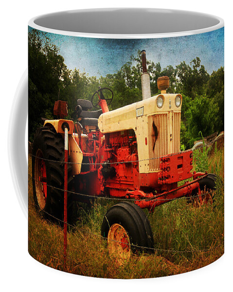 Tractor Coffee Mug featuring the photograph Yellow and Orange Tractor by Toni Hopper