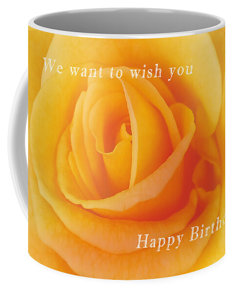 Happy Coffee Mug featuring the photograph Yellow rose birthday card by Michael Peychich