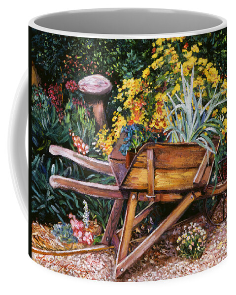 Gardens Coffee Mug featuring the painting A Gardener's Helper by David Lloyd Glover