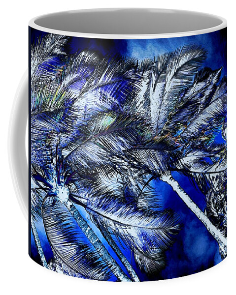 Hawaii Coffee Mug featuring the digital art Blue Palms by Dorlea Ho