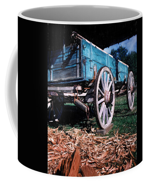 Farm Coffee Mug featuring the photograph Blue Wagon by David and Carol Kelly