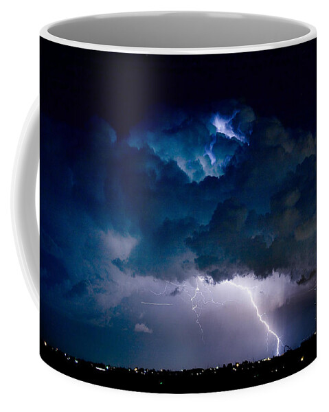 Lightning Coffee Mug featuring the photograph Clouds of Light Lightning Striking Boulder County Colorado by James BO Insogna