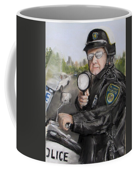 Police Coffee Mug featuring the painting Gotcha by Jack Skinner
