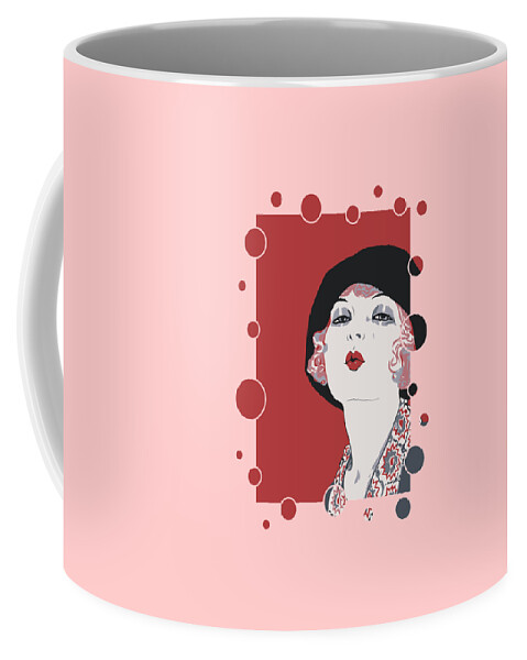 Lovers Coffee Mug featuring the digital art Kiss from a flapper girl by Heidi De Leeuw