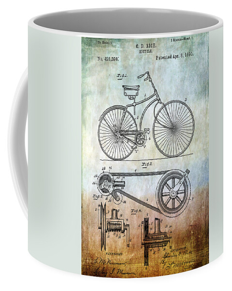 Bicycle Coffee Mug featuring the photograph Patent From 1890 by Chris Smith