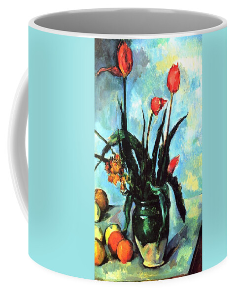Cezanne Coffee Mug featuring the painting Tulips in a Vase by Paul Cezanne