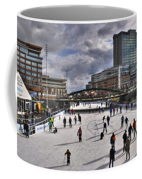 Buffalo Coffee Mug featuring the photograph 01 Canalside Ice Skaters 10dec16 by Michael Frank Jr