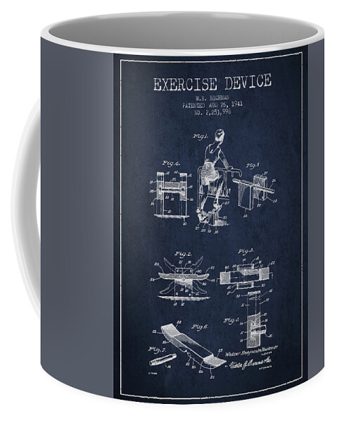 Exercise Coffee Mug featuring the digital art 1941 Exercise Device Patent SPBB10_NB by Aged Pixel