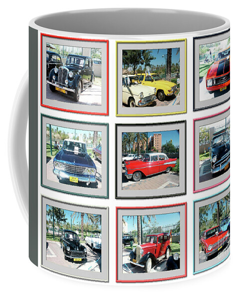 Tmj Coffee Mug featuring the photograph 9 image Collage of vintage cars #1 by Tomi Junger