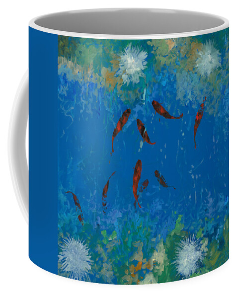 Fishscape Coffee Mug featuring the painting 9 Pesciolini Rossi by Guido Borelli