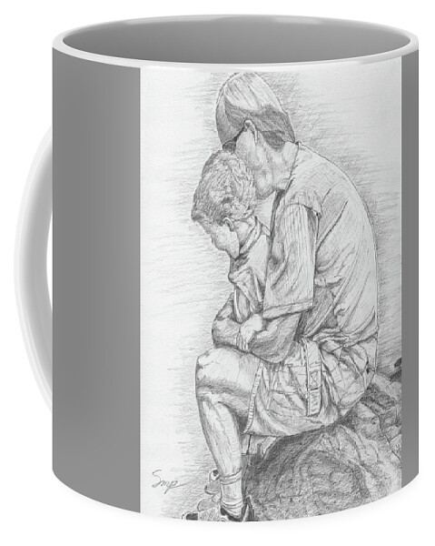 Graphite Coffee Mug featuring the drawing A Day to Remember #1 by Steven Powers SMP