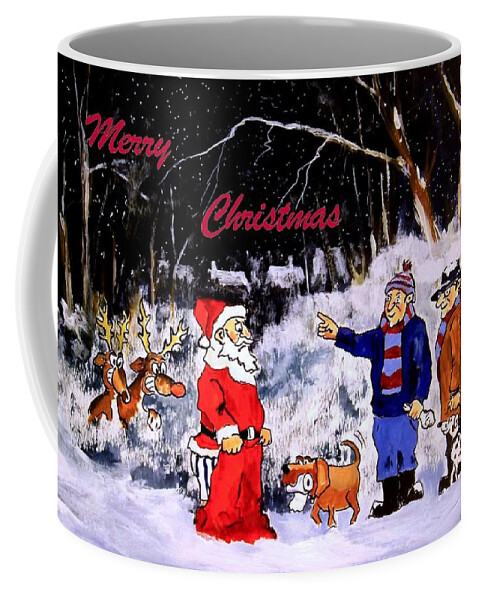 Christmas Coffee Mug featuring the painting A Happy Christmas #2 by Barry BLAKE