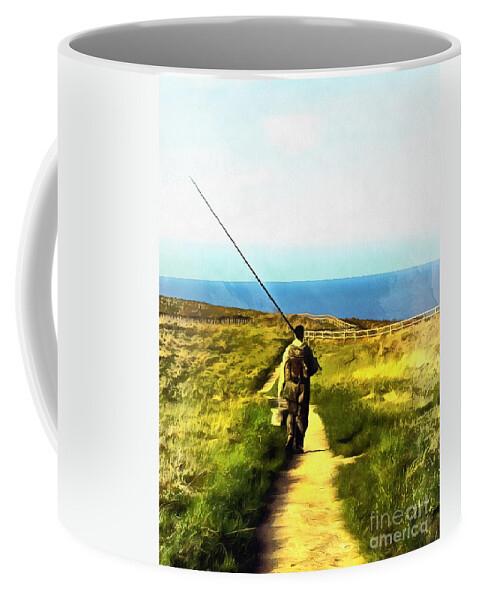 Art Coffee Mug featuring the painting A plaice to fish #1 by Vix Edwards