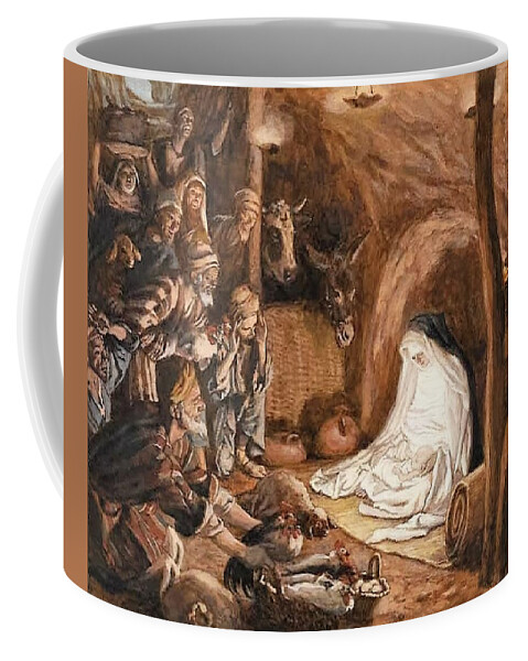 Christmas Coffee Mug featuring the painting Adoration of the Shepherds by Tissot