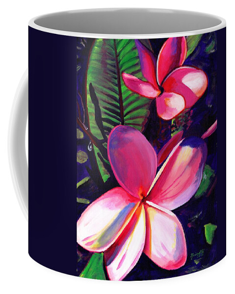 Pink Plumeria Coffee Mug featuring the painting Aloha by Marionette Taboniar