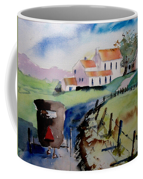 Landscape Coffee Mug featuring the painting Amish Buggy Ride #2 by Carole Johnson