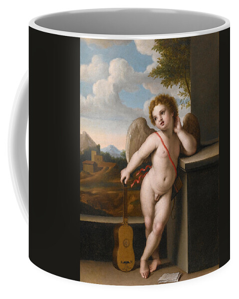 Sassoferrato Coffee Mug featuring the painting An Angel holding a Guitar #2 by Sassoferrato