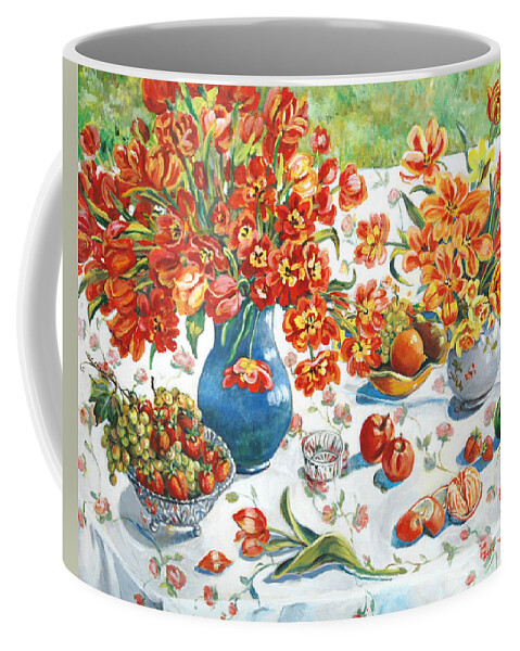 Apples Coffee Mug featuring the painting Apples and Oranges #2 by Ingrid Dohm