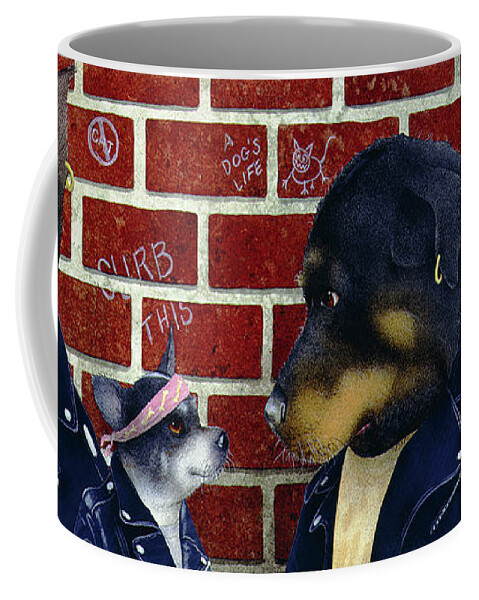 Will Bullas Coffee Mug featuring the painting Bad Doggies... #2 by Will Bullas