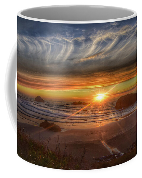 Bandon-oregon Coffee Mug featuring the photograph Bandon Sunset by Bonnie Bruno