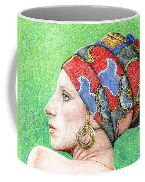 Singer Coffee Mug featuring the drawing Barbra Streisand #2 by Rob De Vries