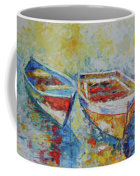 Impressionist Coffee Mug featuring the painting Barques de Provence #1 by Frederic Payet