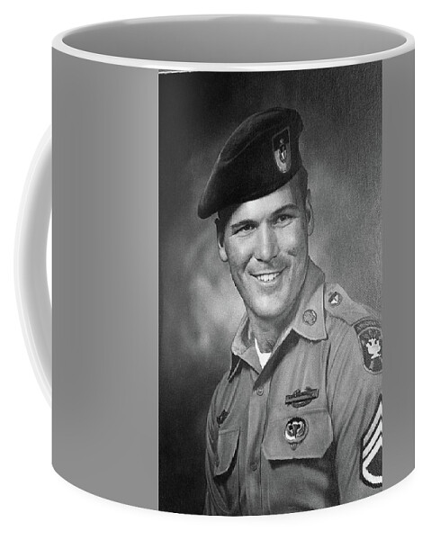 Barry Sadler Photo In Green Beret Uniform Circa 1965 Coffee Mug featuring the photograph Barry Sadler Photo In Green Beret Uniform Circa 1965 #1 by David Lee Guss