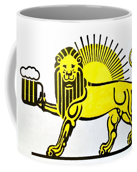 Lion Coffee Mug featuring the painting Beersia by Joel Tesch