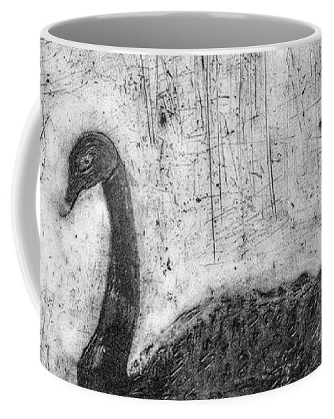 Swan Coffee Mug featuring the mixed media Black Swan by Roseanne Jones