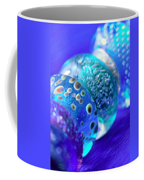 Blue Coffee Mug featuring the photograph Blue Beads 2 by Mo Barton