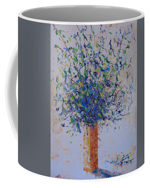 Impressionist Coffee Mug featuring the painting Blue floral #2 by Frederic Payet