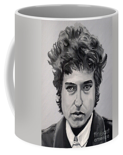 Fine Art Coffee Mug featuring the painting Bob Dylan by Mary Capriole