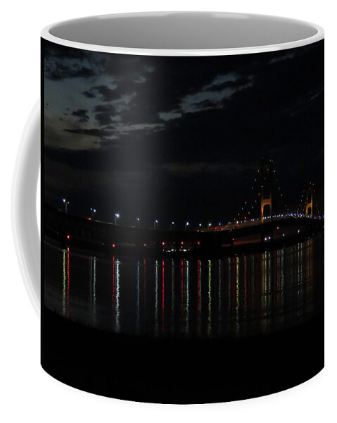 Mackinac Bridge Coffee Mug featuring the photograph Bridge at Dusk #1 by Keith Stokes