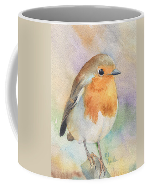 Bird Coffee Mug featuring the painting British Robin by Marsha Karle