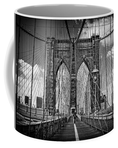 Black And White Coffee Mug featuring the photograph Brooklyn Bridge #1 by Frank Winters