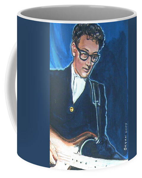Buddy Holly Coffee Mug featuring the painting Buddy Holly by Bryan Bustard