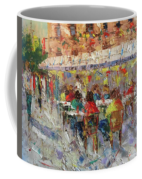 Frederic Payet Coffee Mug featuring the painting Cafe de Paris France #2 by Frederic Payet
