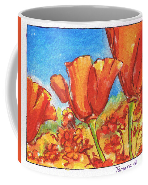 Tamara Kulish Coffee Mug featuring the painting California Poppy 1 #1 by Tamara Kulish