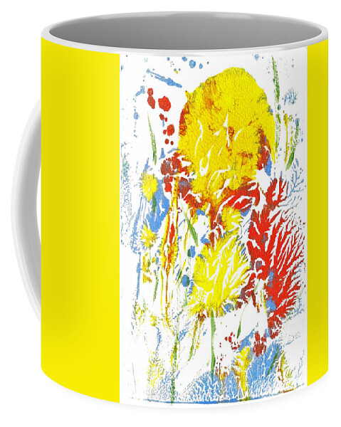 Cannah Flowers Blue Kites Coffee Mug featuring the painting Canna Lilies 1 #1 by Asha Sudhaker Shenoy