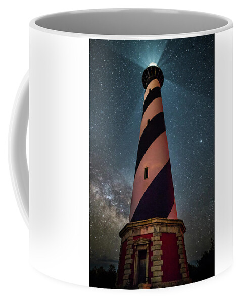 Hatteras Coffee Mug featuring the photograph Cape Hatteras Lighthouse at Night #1 by Nick Noble