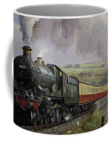 Railway Coffee Mug featuring the painting Castle on Broadsands viaduct by Mike Jeffries